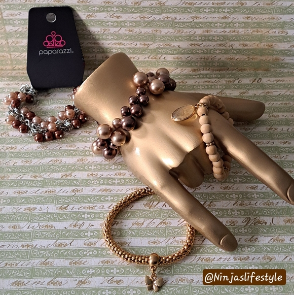 Gold and Bronze Mixed Bracelet/Bangle Bundle - Picture 5 of 11